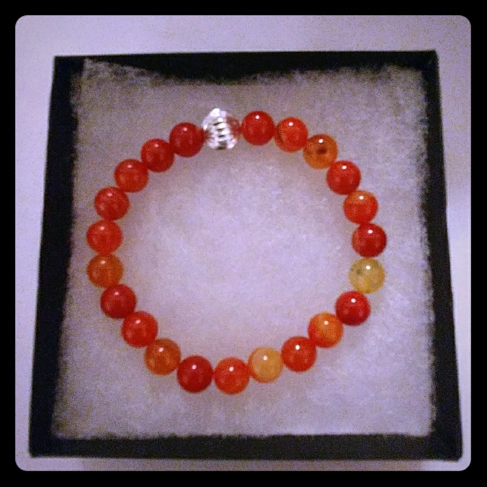 Orange Banded Agate Stone Bracelet